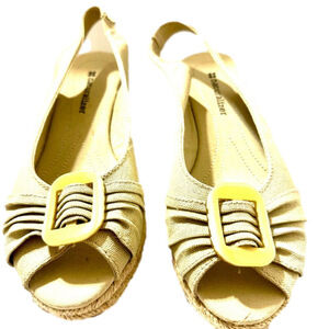Naturalizer Bina Slingback Espadrille Beige Canvas Wedge Sandals Women's Sz 8 M